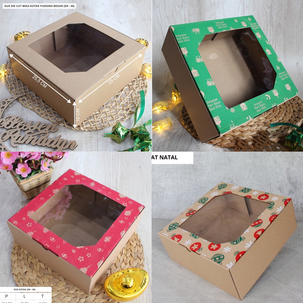 

( 10pcs ) Dus Dos Diecut Mika Polos ukuran 25x25x10 cm Box Hampers Hari Raya Lebaran Idul Fitri / Natal Christmas / Imlek Sincia CNY Kotak Kemasan Pudding Kue Kering
