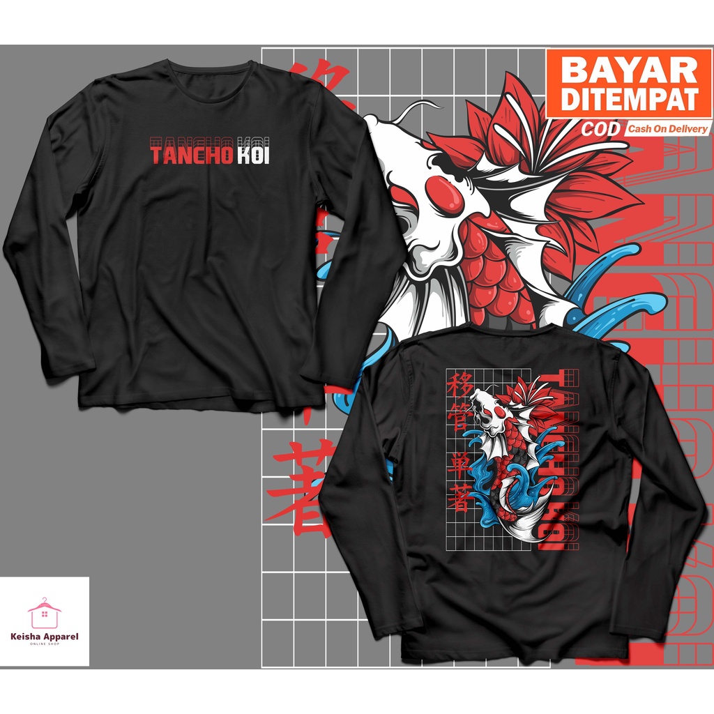 KAOS BAJU LENGAN PANJANG IKAN KOI TANCHO KAOS KOI COWOK CEWEK