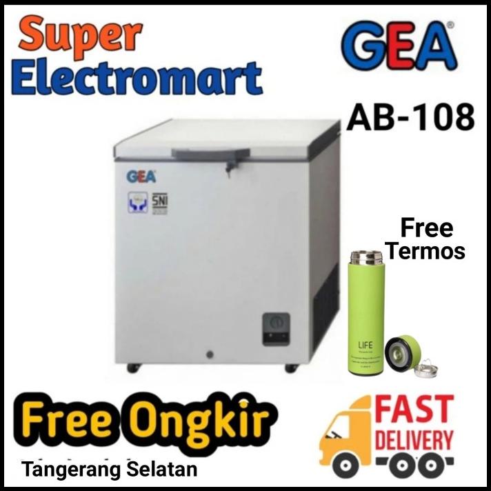 Chest Freezer Gea Ab 108-R Lemari Pembeku 100 Liter Freezer Box