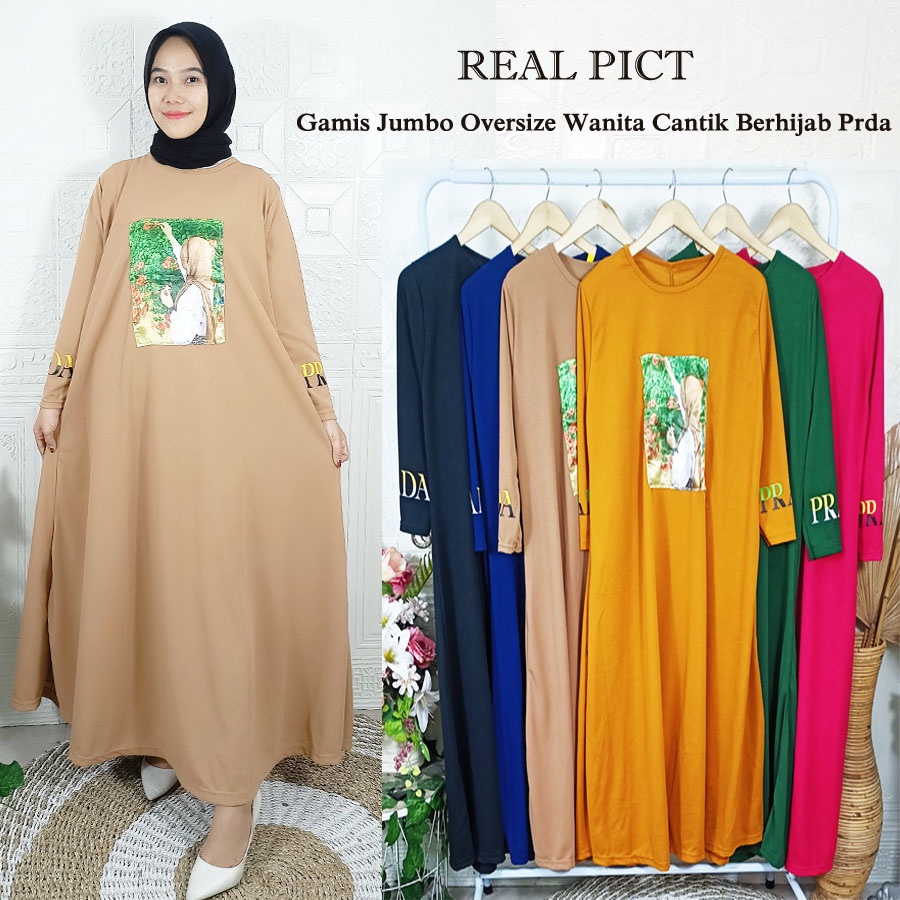 PRDA LONG DRESS WANITA BERHIJAB CANTIK MODERN OVERSIZE GAMIS JUMBO PEREMPUAN GL FASHION