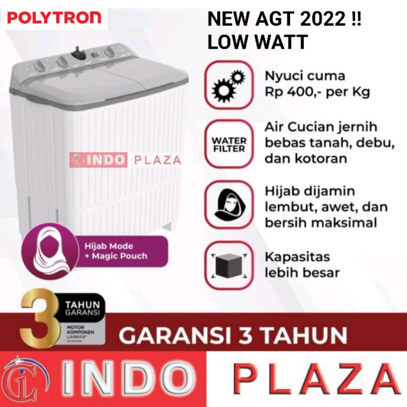 MESIN CUCI POLYTRON 2 TABUNG LOW WATT+FILTER AIR+WATER SELECTOR PWM 7076 7 Kg / 8076 8Kg / 9076 9 Kg / 1076 10 Kg