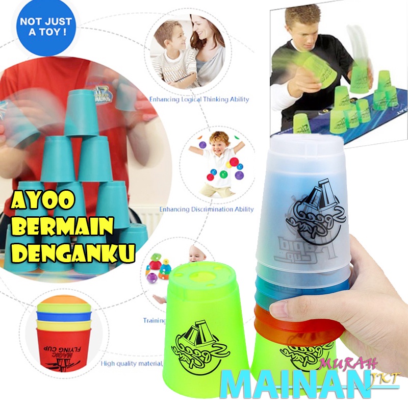 MAINANKEI MAINAN ANAK MURAH MAGIC FLYING CUP YG14 MAINAN ANAK GELAS SUSUN PIRAMIDA MAGIC CUP