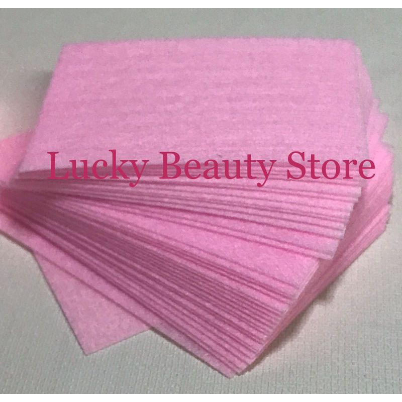 100pcs Kapas Pembersih Kutek KUKU UV Gel Kapas Nail Art Remover pads Tanpa Serat Menghapus Gel Polish Warna Pink aseton