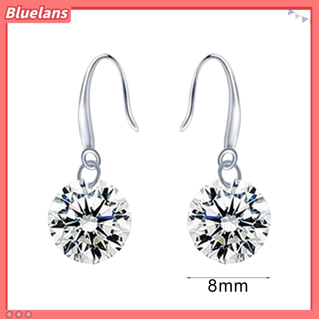 Bluelans 1 Pair Women Fashion Silver Plated Cubic Zirconia Dangle Hook Earrings Party