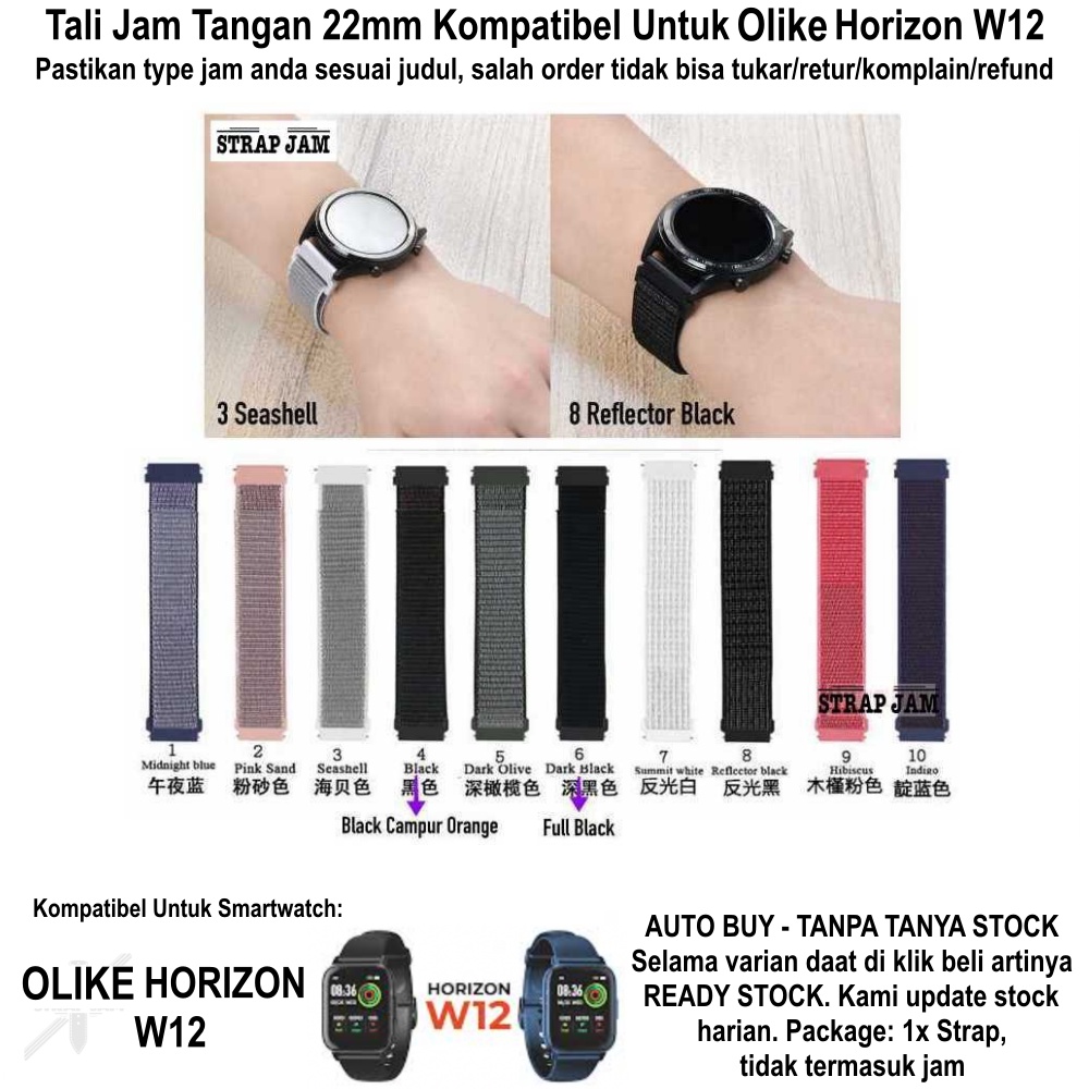 Sport Loop Strap Olike Horizon W12 W12C - Tali Jam Tangan 22mm Velcro Krekan