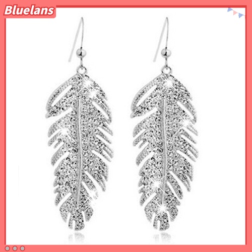 Anting Kait Gantung Wanita Bahan Alloy Desain Bulu Hias Berlian Imitasi Gaya Retroboho Untuk Pesta