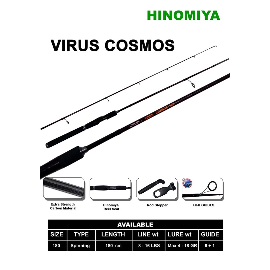 Rod SPINNING HINOMIYA VIRUS COSMOS 180cm (Line Test 8-16lbs)