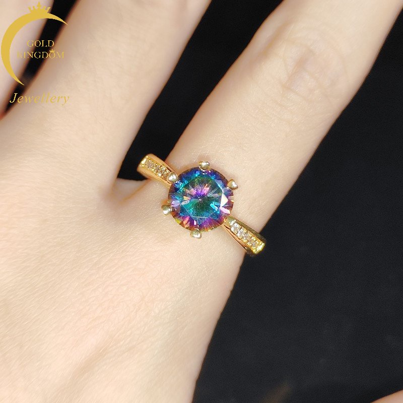 Goldkingdom Perhiasan Fashion 24K Bangkok Aksesoris Ready Stock Lapis Emas Asli Kadar 375 18karat Laser Berlian Klasik Enam Cakar Cincin Dapat Disesuaikan Untuk Wanita