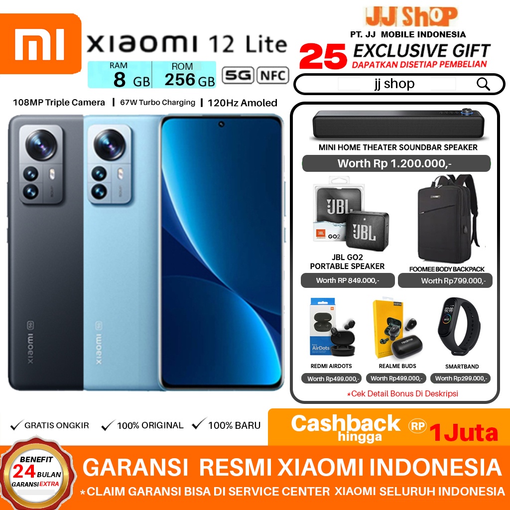 XIAOMI 12 LITE 5G 8/256 GB RAM 8GB ROM 256GB GARANSI RESMI