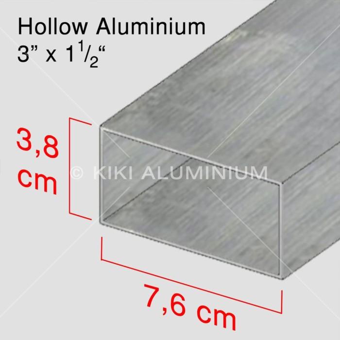 Hollow Aluminium 38 x 76 mm x 3 meter u/ Jidar - Warna: Silver (MF)