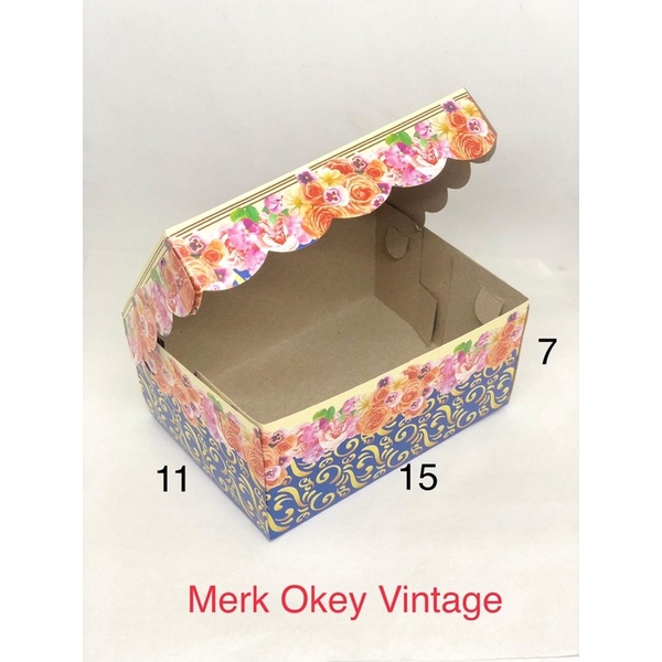 Snack Box OKEY 15x11x7cm 25 pcs Vintage Flower Blue non laminasi