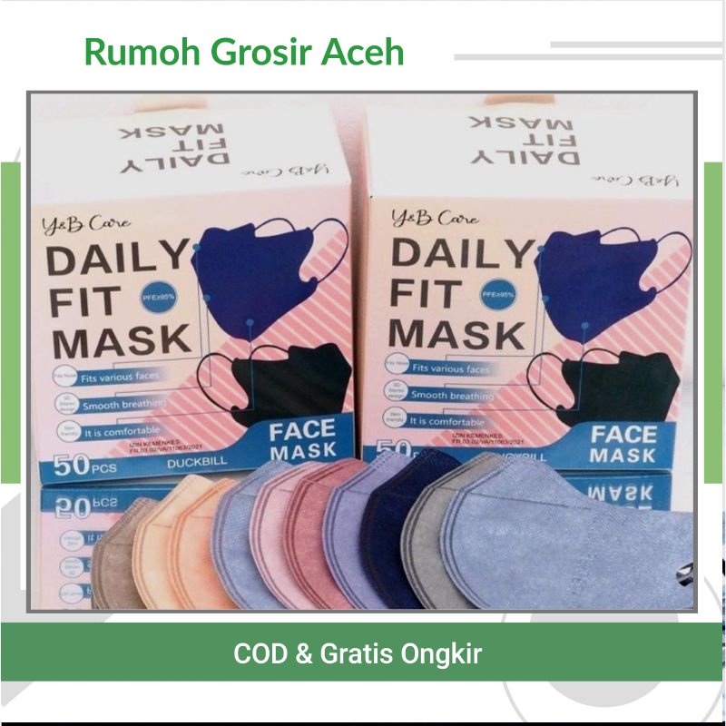 {ACEH} MASKER DUCKBILL MIX WARNA ISI 50PCS + BOX