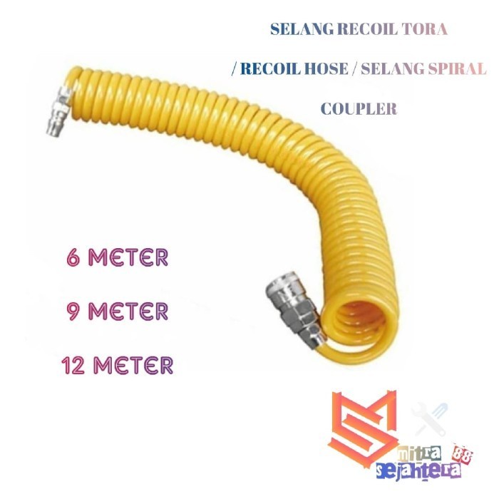 TORA Selang Recoil Hose 9m - Selang Angin PU Spiral Hose 9 Meter