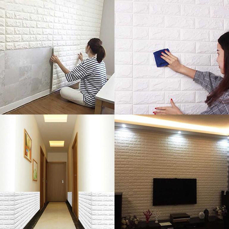 WALLPAPER DINDING 3D FOAM MOTIF BATU BATA UKURAN 77X70 CM DEKORASI DINDING KAMAR RUMAH MURAH-10PCS