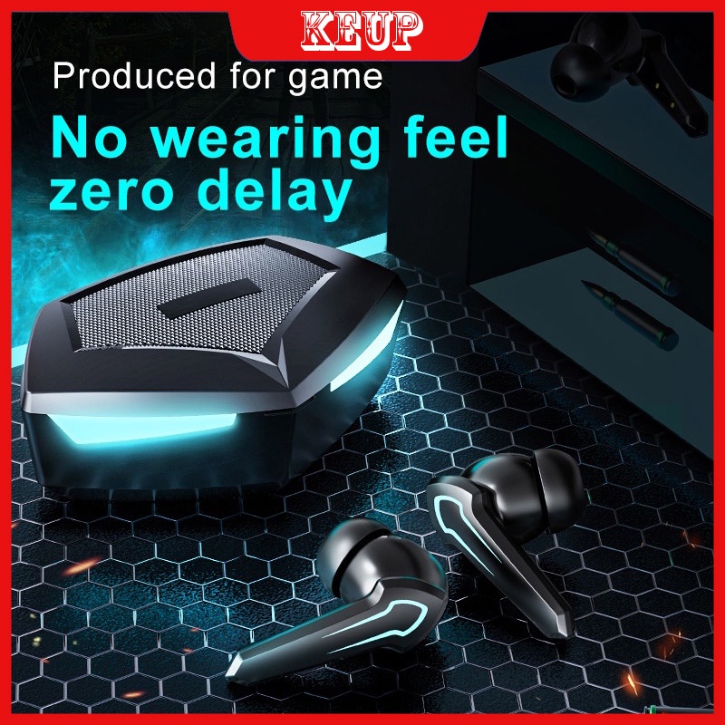 (Free Gift)Wireless Gaming Headset Bluetooth 5.0 Earphone TWS 9D Full Bass Stereo handsfree Latensi Rendah Dengan Mikrofon