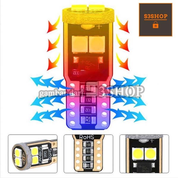 Lampu LED T10 W5W 6 Mata 6SMD 3030 Canbus Bebas Code Error ROHS Bright