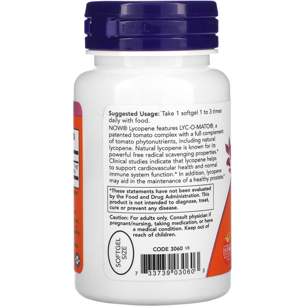 Now Food Lycopene 10 mg 60 soft Anti Radikal bebas Jaga Kesehatan Vaskular ORI USA