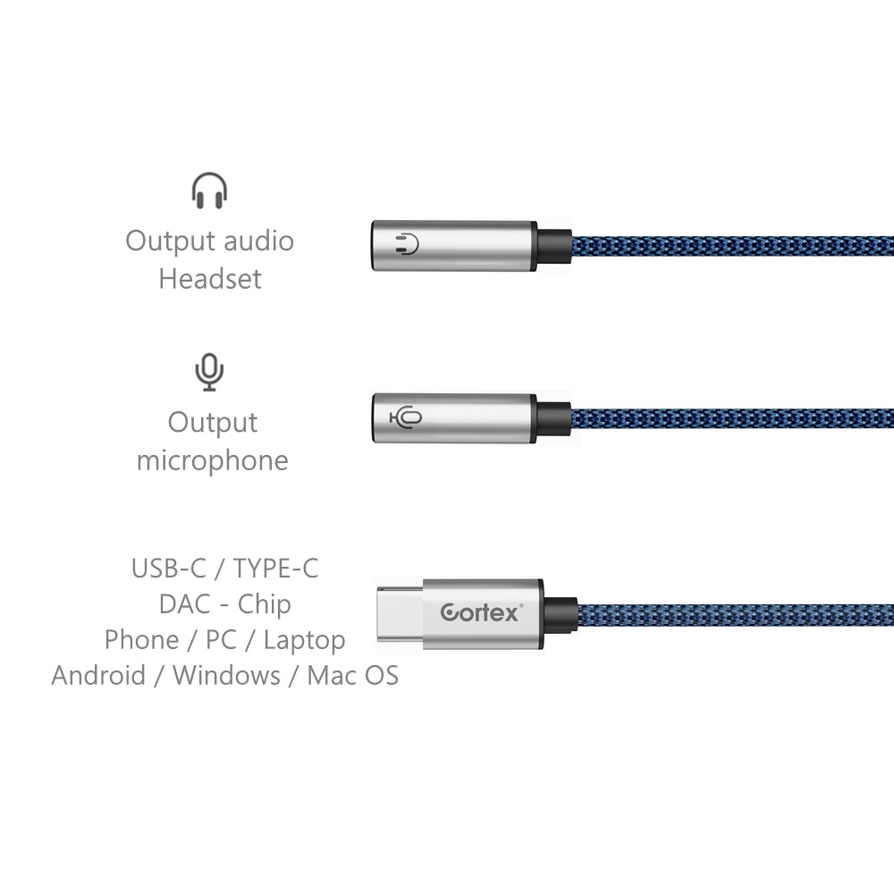 Cortex MH298 Audio Splitter TYPE-C to dual female 2in1 Kabel Audio &amp; Audio Earphone DAC