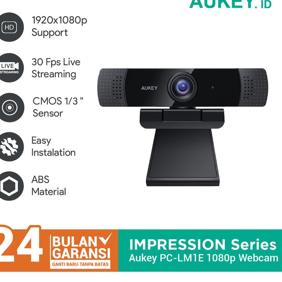 Harga Spesial Aukey Webcam PC-LM1E Overview Full HD Video 1080p - 500884