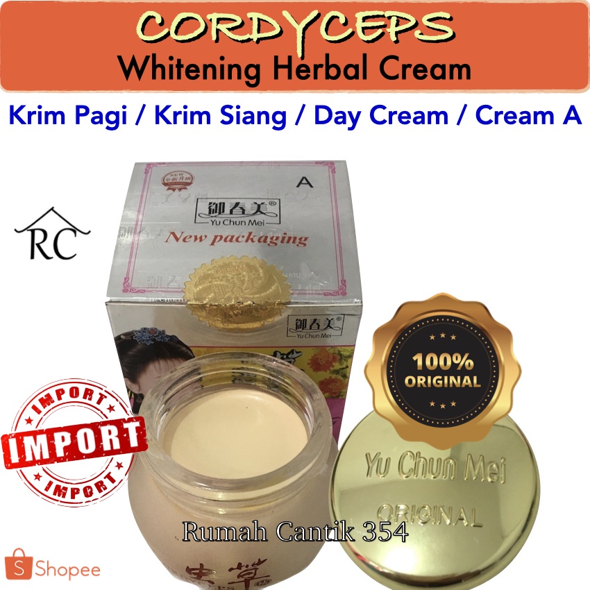 Cordyceps Day Cream / Pagi /  Siang / Krim A Rumah Cantik 354 Yu Chun Mei Cordysep Herbal Cream