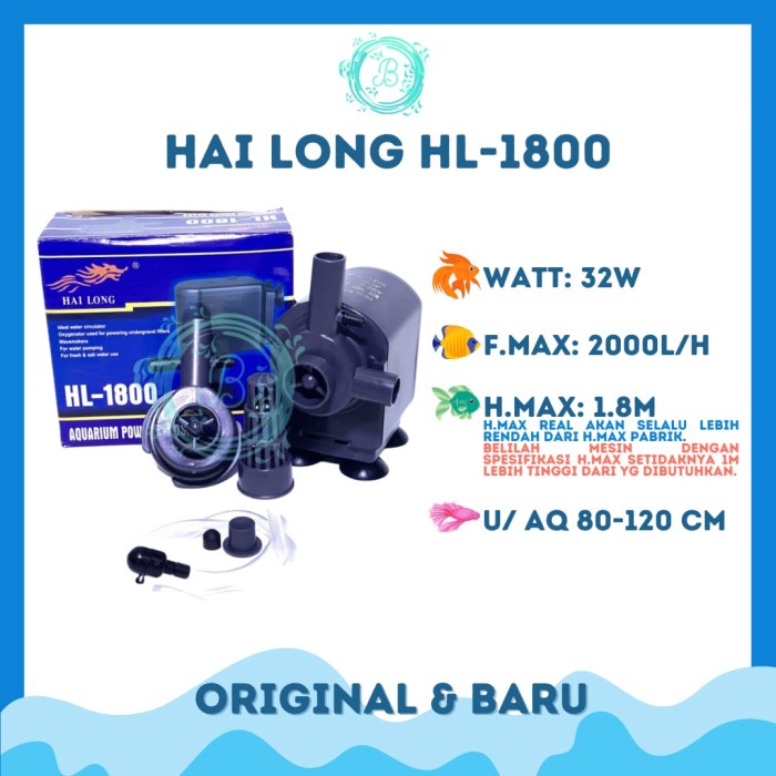 Hailong HL-1800 Hai Long HL 1800 Mesin Pompa Celup Power Head Aquarium