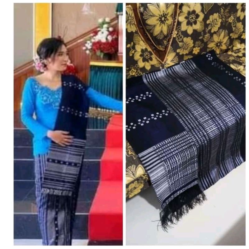 Songket Tarutung pucca bunga pucca bintik biru puccabunga puccabintik setelan rok selendang