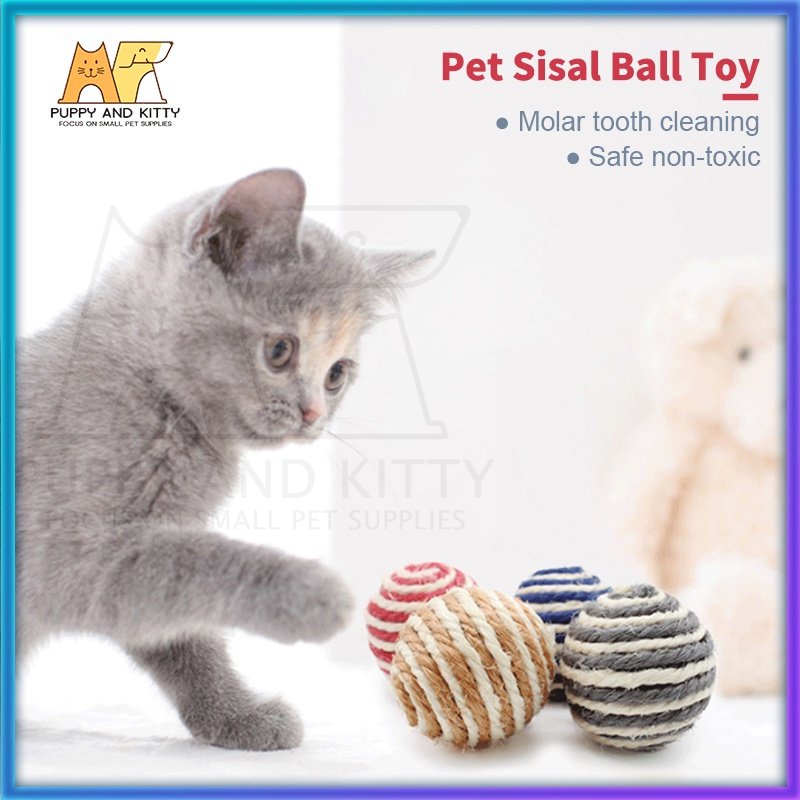 Mainan Bola gigit kucing anjing motif warna