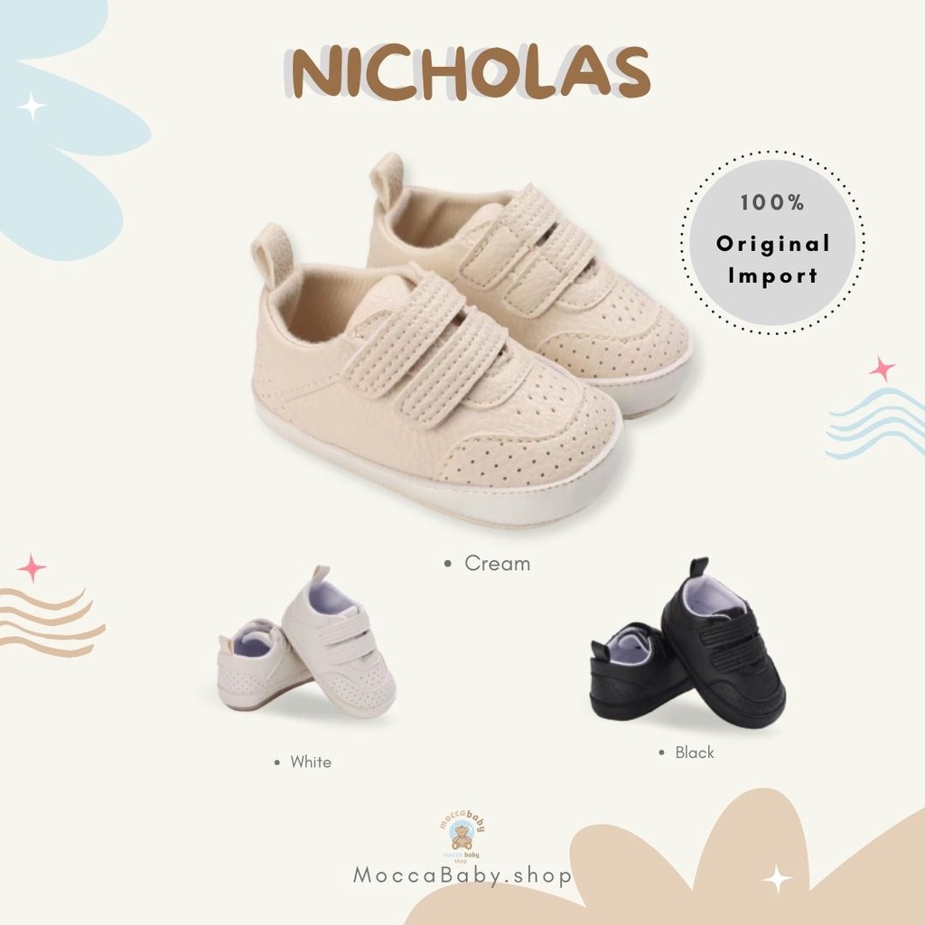 MBSS - PREWALKER Sepatu Anak Bayi Baby Shoes Sandal Casual Socks Anti Slip Bahan Import / NICHOLAS