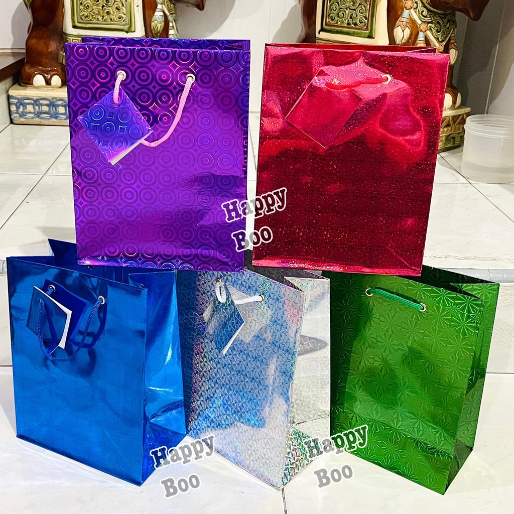 bag paper kiky tali b hologram + kartu ucapan tas kertas goodie bag paper bag