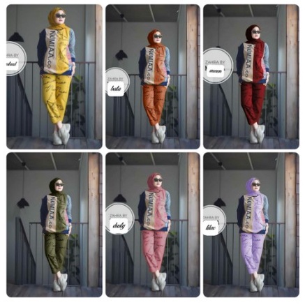 SET NUMIA FASHION PAKAIAN WANITA SETELAN ATASAN DAN CELANA BABYTERRY FEHM JUMBO KEKINIAN MOTIF FULL 