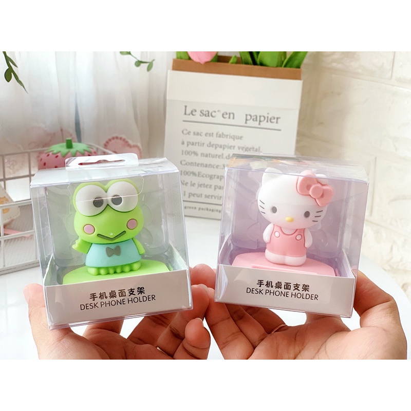 Bracket Dudukan Handphone Anti slip Motif Kartun Sanrio Hello Kitty Melody Pom Pom Purin Frog