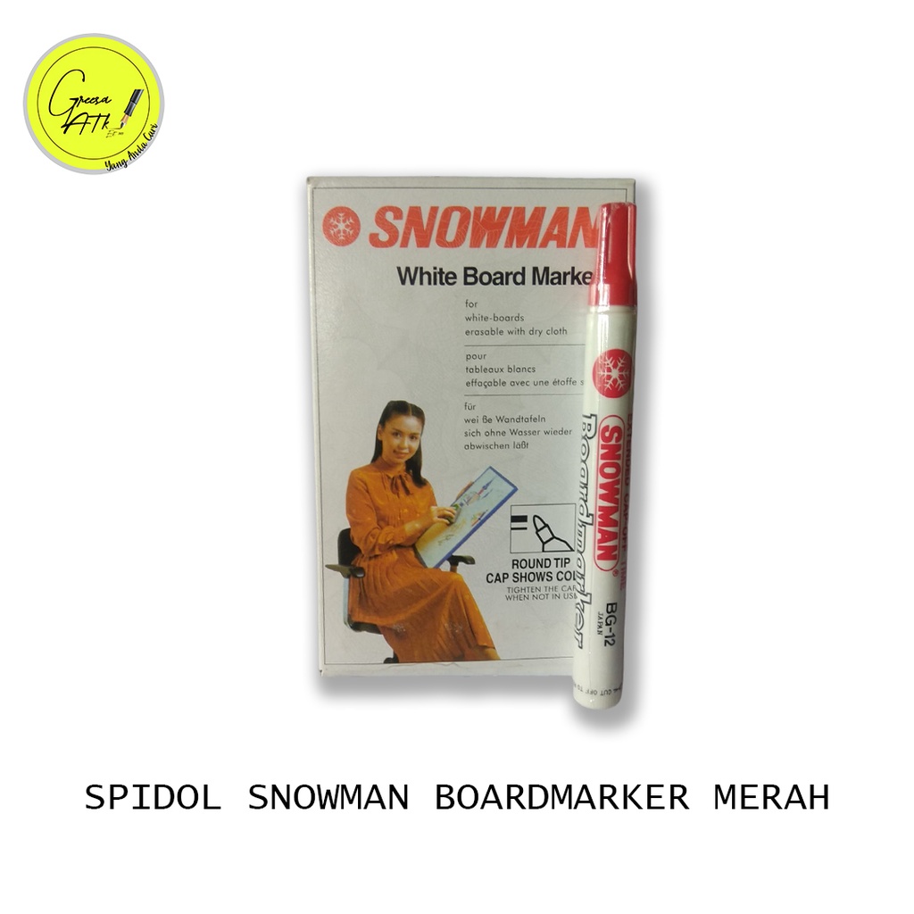 

Spidol Snowman White Board Marker Warna Merah