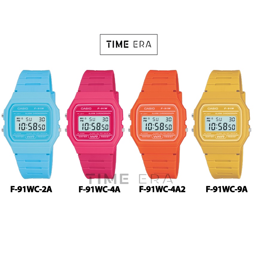 Casio Original F-91WC-2A 4A / F91WC 4A2 9A Jam Tangan Unisex Karet F91 F91W F91WS Anak-anak Kids