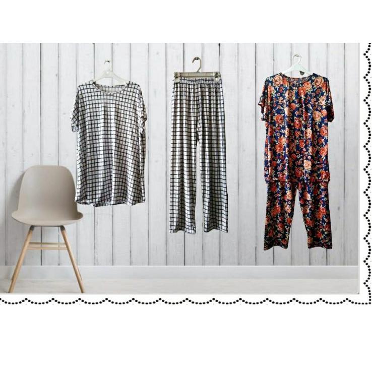 Harga Khusus--STELAN ANDIN SPANDEK RAYON&JERSY TERBARU/SETELAN ANDIN JUMBO/PAKAIAN TIDUR WANITA/BAJU