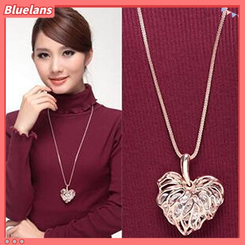 Kalung Rantai Panjang Model Hollow Bentuk Hati Untuk Wanita