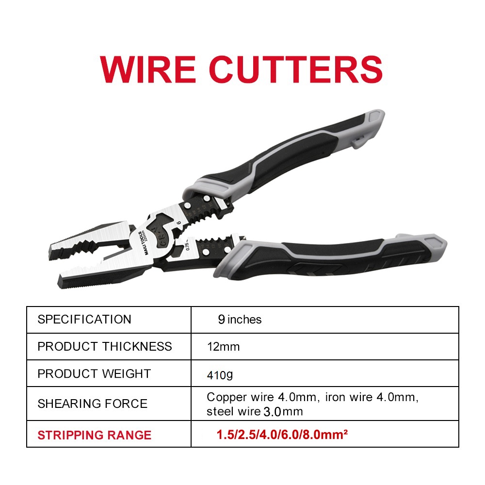 Tang Pemotong Kawat CRV Multifungsi Wire Cutter 9 inch COOFARI