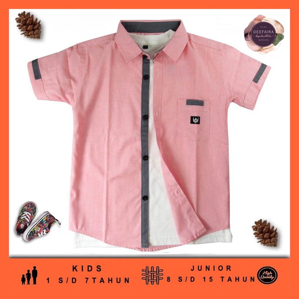 Kemeja Polos Anak Laki Laki Model RB01 Dari Umur 1-12 Tahun Size S-4XL