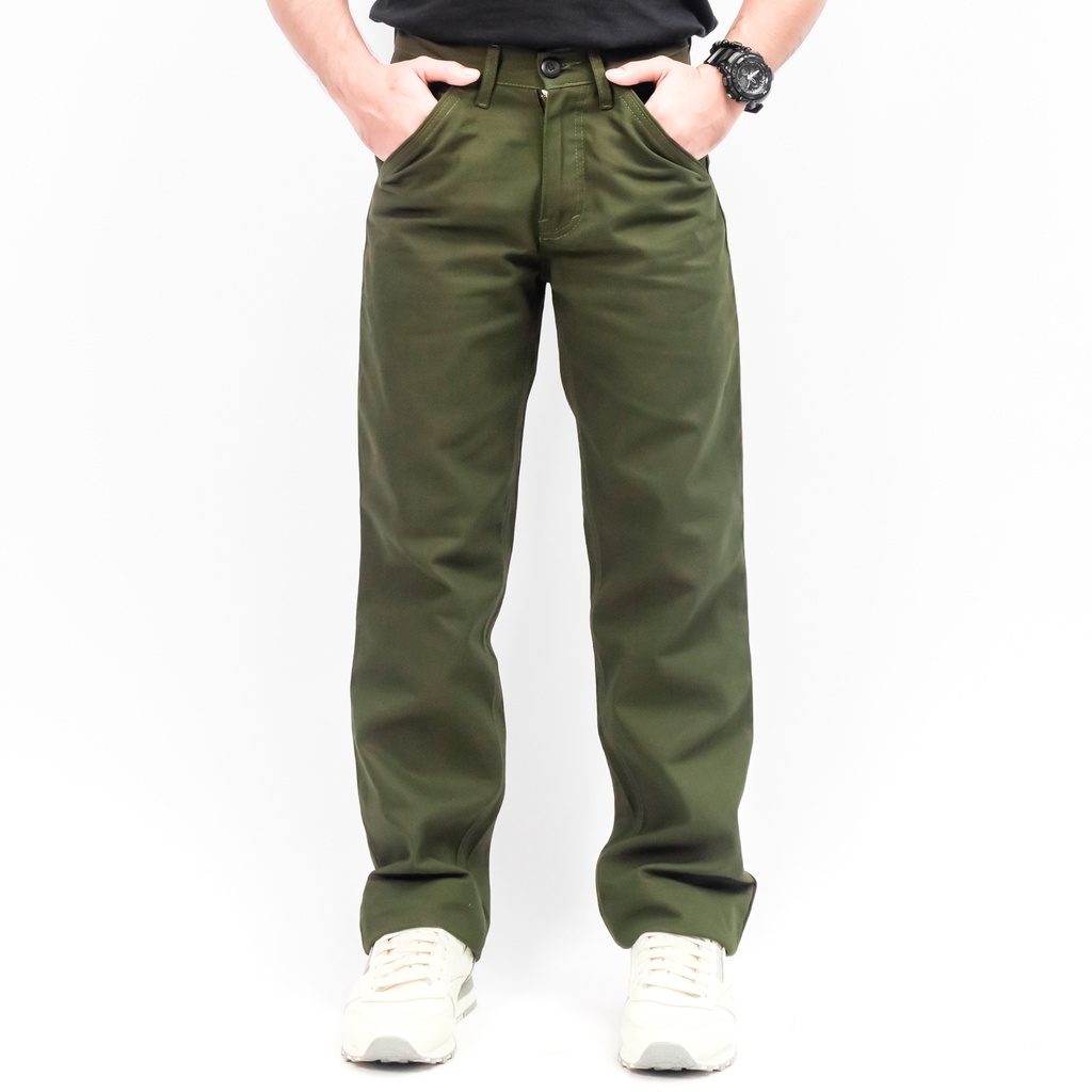 Gizmo Celana Chino Reguler Forthright Green Army Loose pants