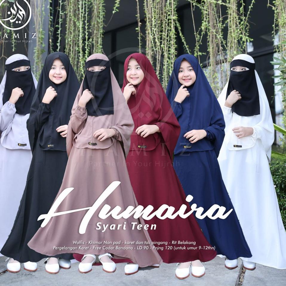 LI.18Oc22w ‑ HUMAIRA KIDS SYARI ANAK TEEN gamis syari set khimar original produk by hamiz