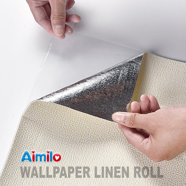 [DRN.18Oc22ᴾ] Aimilo Wallpaper Linen Roll / Wallpaper Dinding / Dekorasi Kamar / Sticker dinding / W