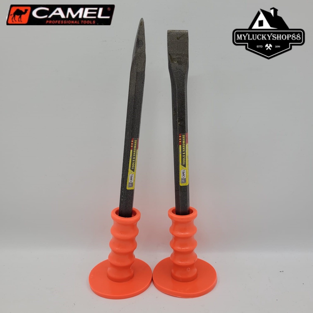 Camel Pahat Batu Beton Bulat Pipih Lancip 12 inch Pahat Topi Tembok