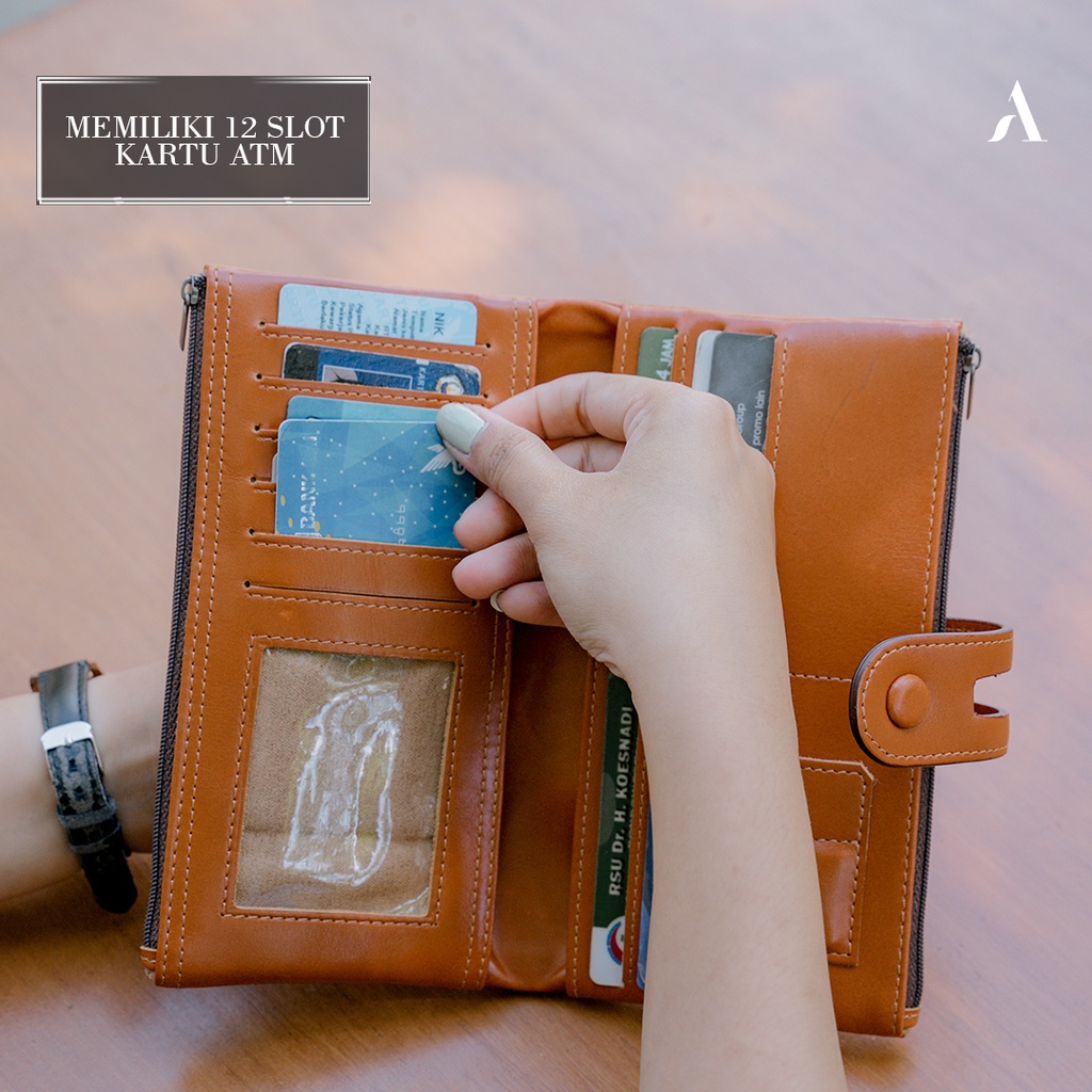 Dompet Panjang Kulit Wanita Branded Alona Geisha Leather Wallet 100% Kulit Sapi Asli Original Premium Cewek Terbaru