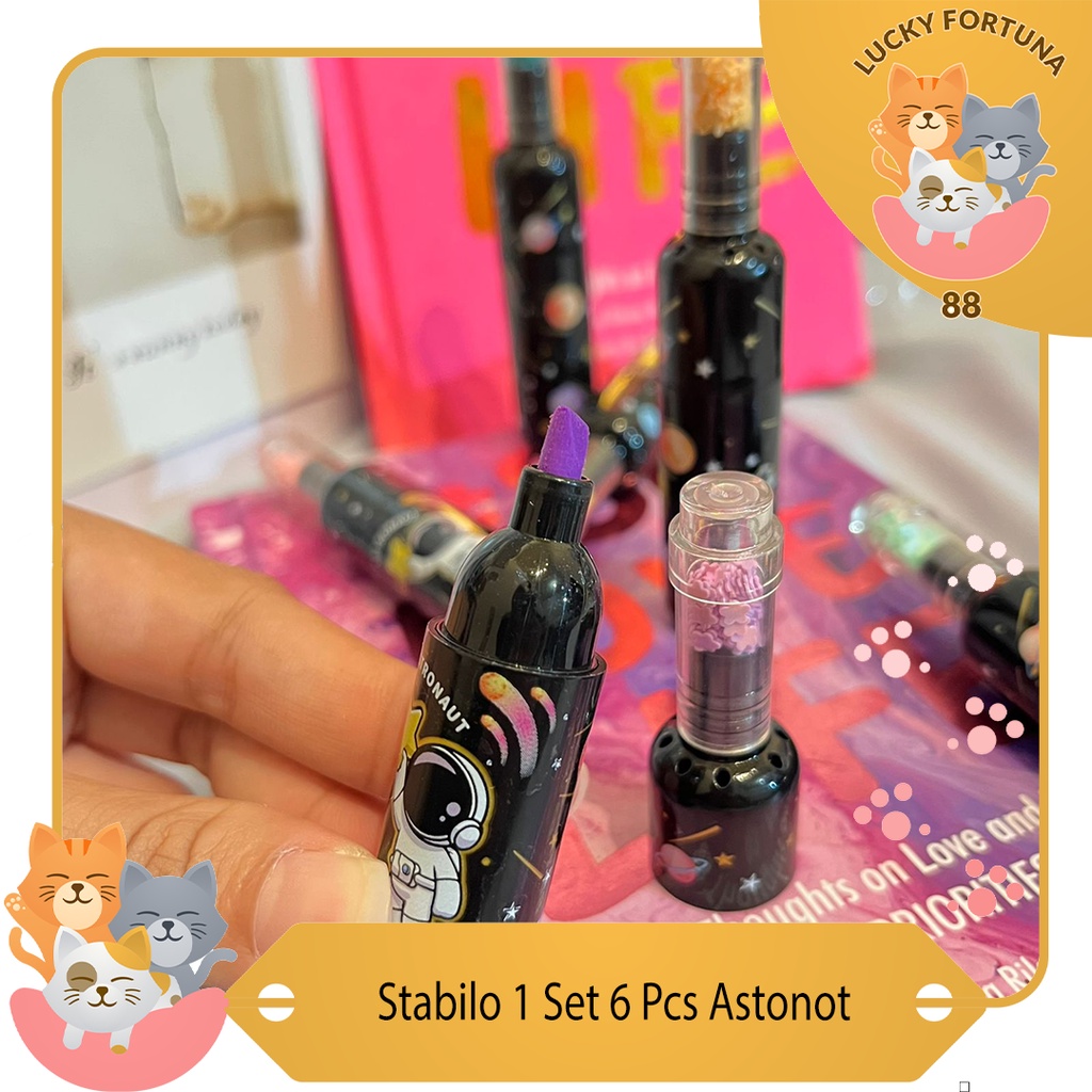 

[LuckyFortuna88] Stabilo Gambar Astronot Highlighter Gambar Astronot 1 set 6 pcs alat tulis kantor alat tulis sekolah lucu murah
