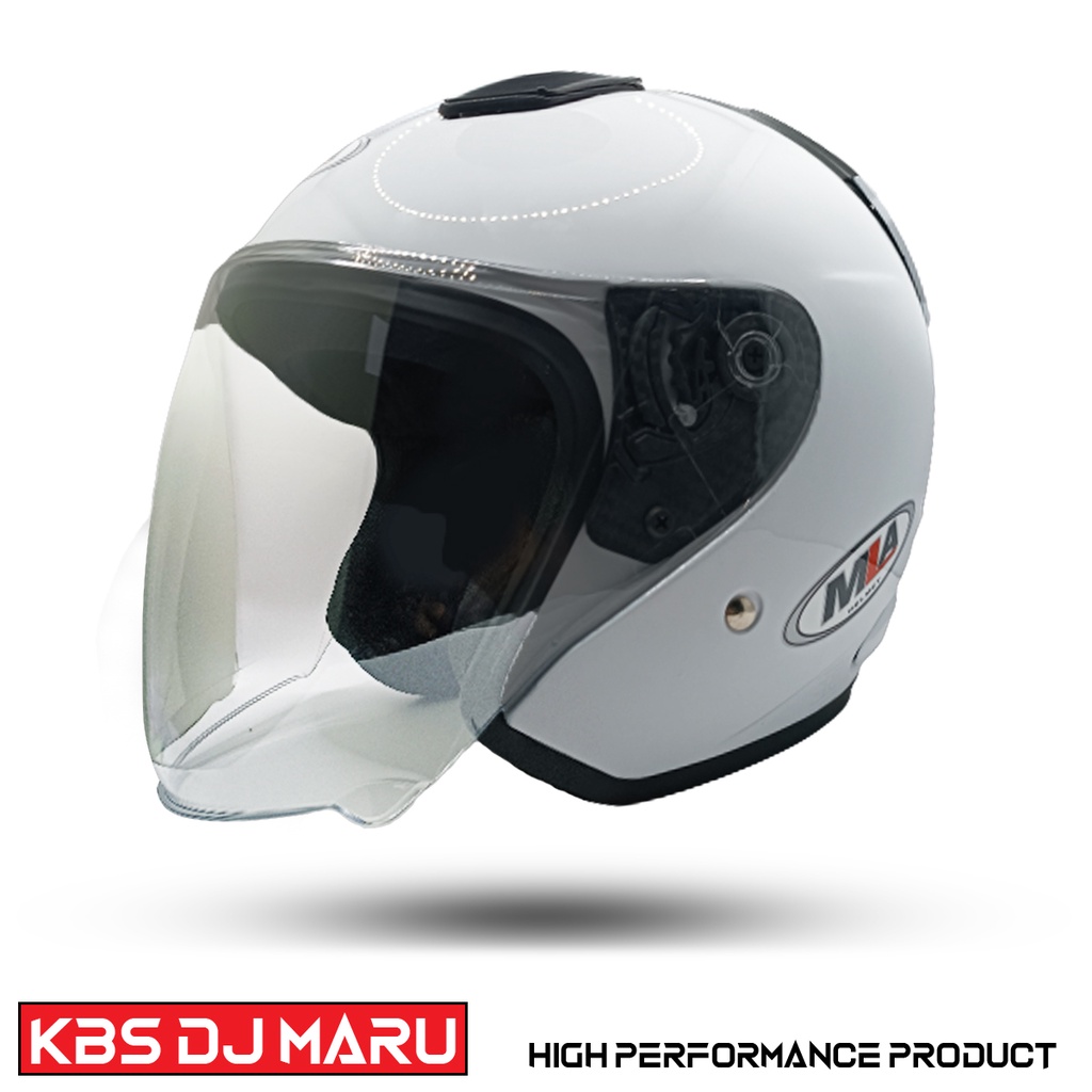 Helm Half Face Dewasa MLA DJ MARU Whity White Solid Polos Kaca Single Visor Free Packing DUS