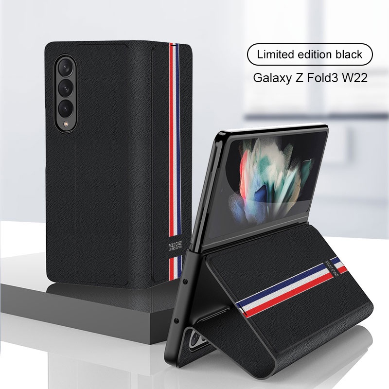 Luxury Flip Lychee Pu Leather Folding Full Cover Mobile Phone Cover Case For Samsung Galaxy Z Fold 3