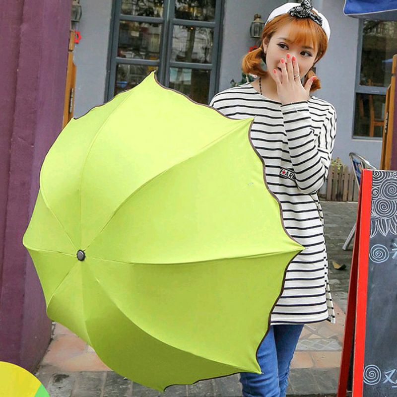 3D Payung Hujan Lipat Magic Umbrella / Dimensi Lapisan Hitam ANTI UV