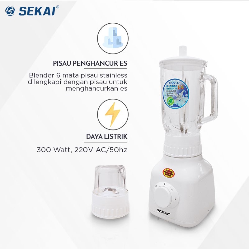 Sekai BL 751 Blender Kaca 2in1 Juicer &amp; Dry Mill . Baru &amp; Bergaransi