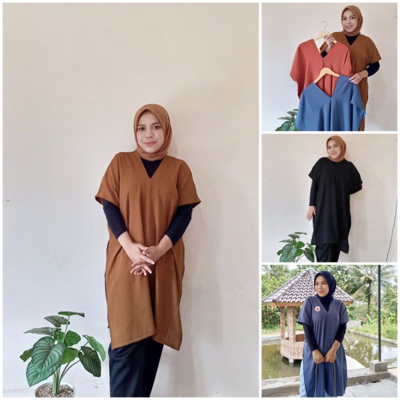 Blouse Long square crinkel airflow/nagita long oversize