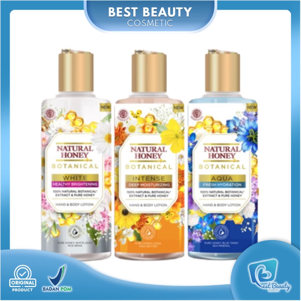 ★ BB ★ Natural Honey Botanical Hand Body Lotion 200ml | Intense - Aqua - White
