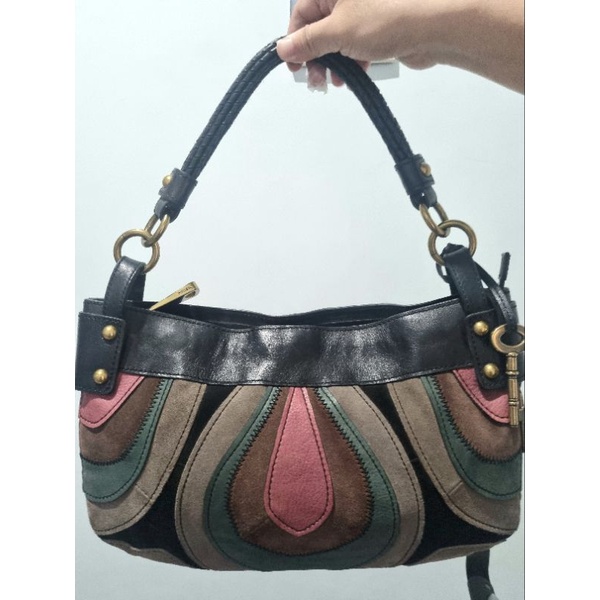 [Preloved] Tas Fossil Patchwork Expandable Hand Bag ORI